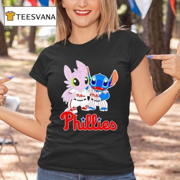Toothless Night Fury And Stitch Philadelphia Phillies T Shirt