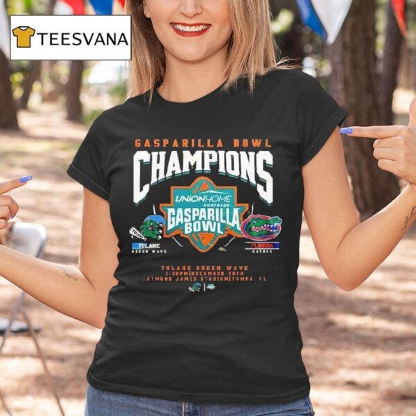 Tulane Green Wave Florida Gators Gasparilla Bowl Champion T Shirt