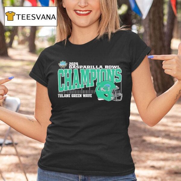 Tulane Green Wave Helmet Gasparilla Bowl Champions T Shirt