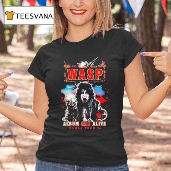 Wasp Album One Alive World Tour Skull Holding Demon Vocalist T Shirt