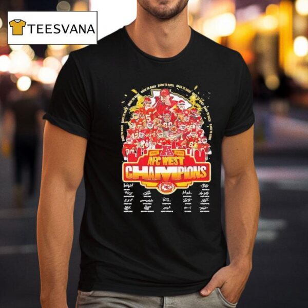 Back To Back Kansas City Chiefs Afc West Champions Signatures T Shirt