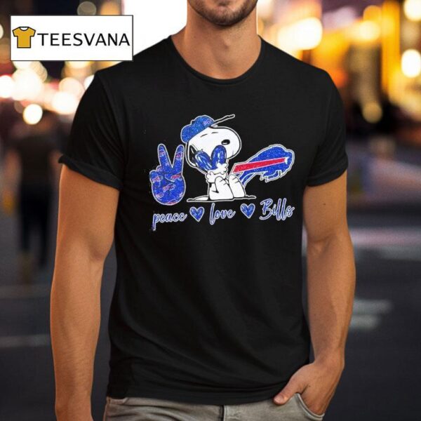 Buffalo Bills Peanuts Peace Love Bills T Shirt