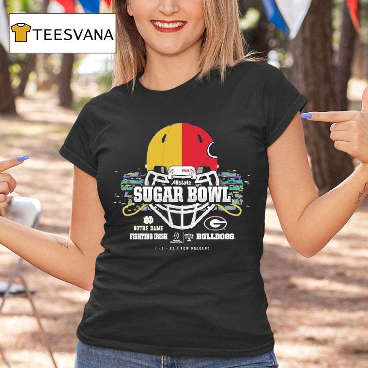 Georgia Bulldogs Vs Notre Dame Fighting Irish Allstate Sugar Bowl Head To Head Helme T Shirt Georgia Bulldogs Vs Notre Dame Fighting Irish Allstate Sugar Bowl Head To Head Helme T Shirt