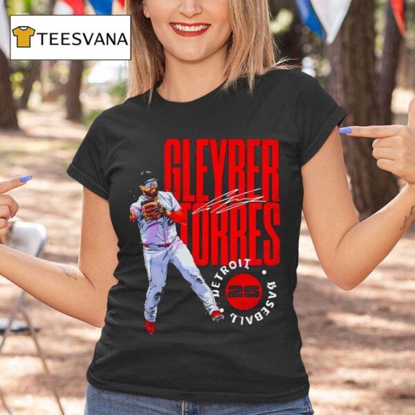 Gleyber Torres Detroit Baseball Stamp Style Graphic Signature T Shirt