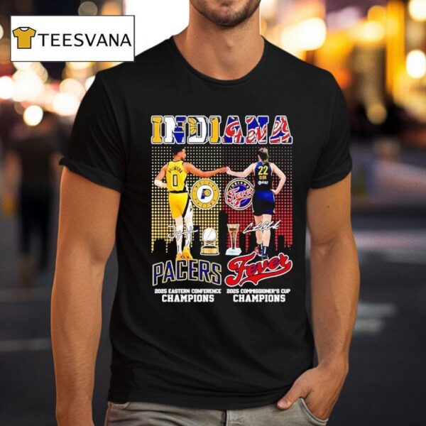 Indiana City Skyline Indiana Pacers And Fever Champions Signatures T Shirt