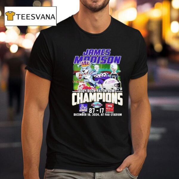 James Madison Dukes Boca Raton Bowl Champions Fan Celebration T Shirt