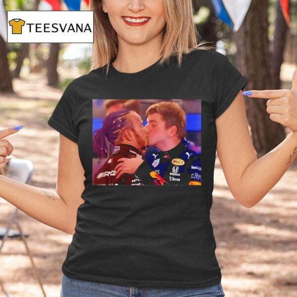 Max Verstappen Kissing Lewis Hamilton Photo T Shirt