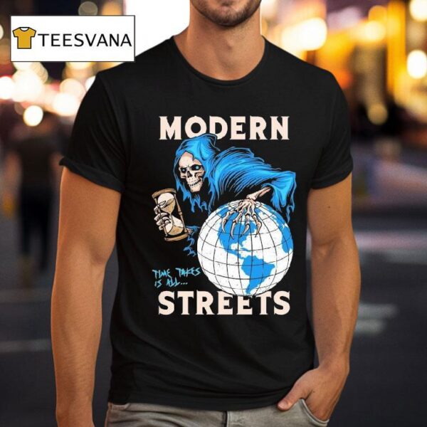 Modern Streets Time Takes Us All Grim Reaper Hourglass Globe T Shirt
