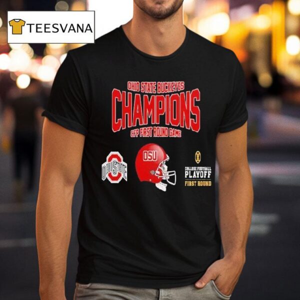 Ohio State Buckeyes University Football College Football Playoff First Round First Round Game Winner Helmet Ncaa Bowl Games T Shirt