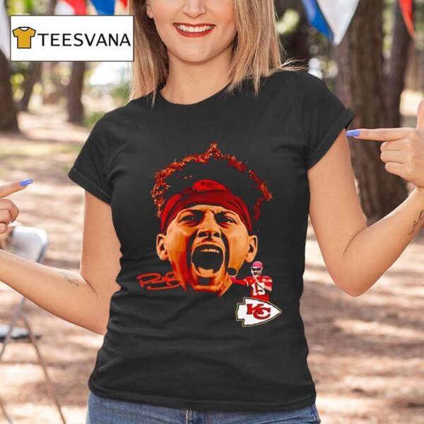 Patrick Mahomes Bigface Kansas City Chiefs Football Signature T Shirt
