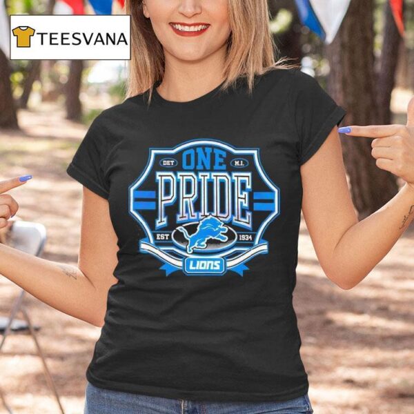 Retro One Pride Detroit Lions Est Logo T Shirt