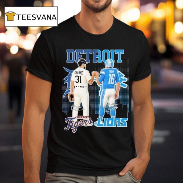 Riley Greene And Jared Goff Detroit Tigers X Detroit Lions Signatures T Shirt