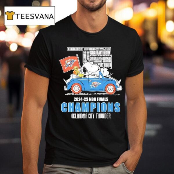 Snoopy And Woodstock Driving Car Oklahoma City Thunder Nba Finals Champions All Name Of Legends T Shirt