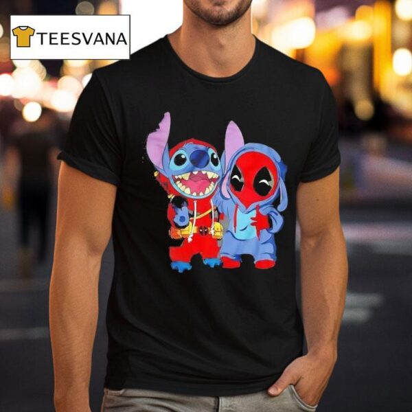 Stitch And Deadpool Cartoon T Shirt