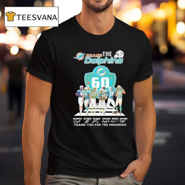 The Miami Dolphins Th Anniversary Thank You For The Memories Signatures T Shirt