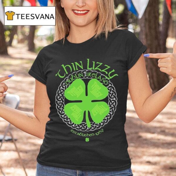 Thin Lizzy Dublin Ireland Celtic Shamrock T Shirt