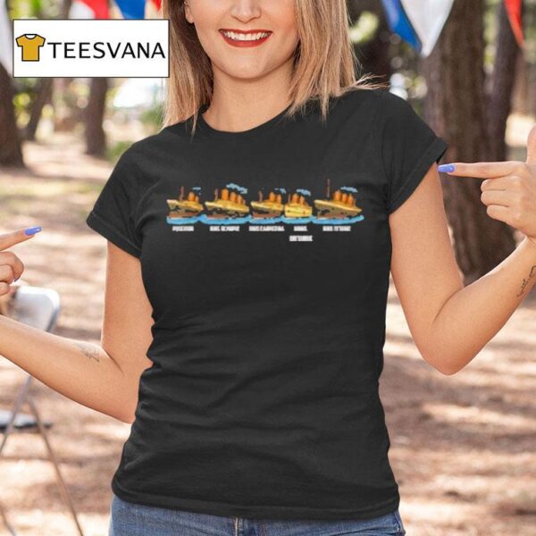 Titanic Britannic Poseidon Carpathia Famous Ship Lovers T Shirt