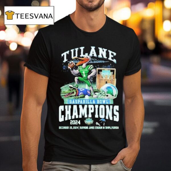 Tulane Green Wave Gasparilla Bowl Champions Waving Raymond James Stadium In Tampa Florida Gators Masco T Shirt