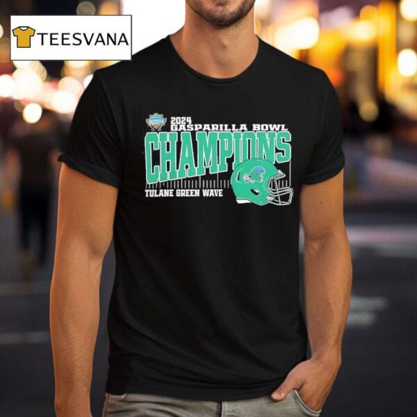 Tulane Green Wave Helmet Gasparilla Bowl Champions T Shirt