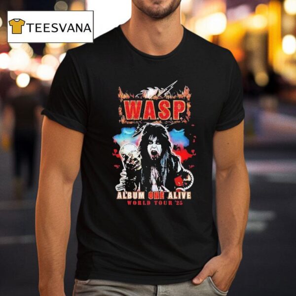 Wasp Album One Alive World Tour Skull Holding Demon Vocalist T Shirt
