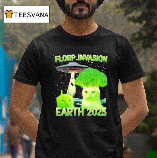 Alien Brainrot Cat Dank Florp Invasion Earth T Shirt