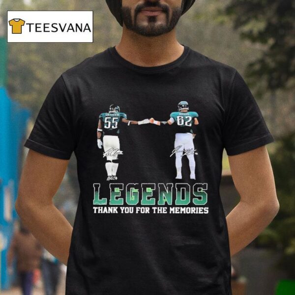Brandon Graham And Jason Kelce Philadelphia Eagles Legends Thank You For The Memories Signatures T Shirt
