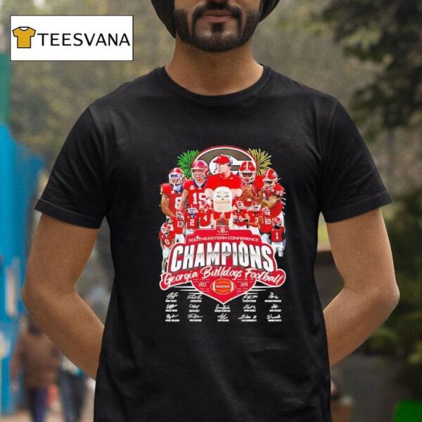 Georgia Bulldogs Football Sec Southeastern Conference Champions Signatures T Shirt