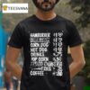 Hamburger Corn Dog Hot Dog Drinks Pop Corn Fries Coffee Snack Bar Menu T Shirt