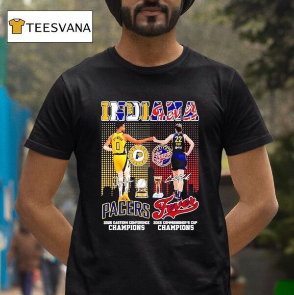 Indiana City Skyline Indiana Pacers And Fever Champions Signatures T Shirt