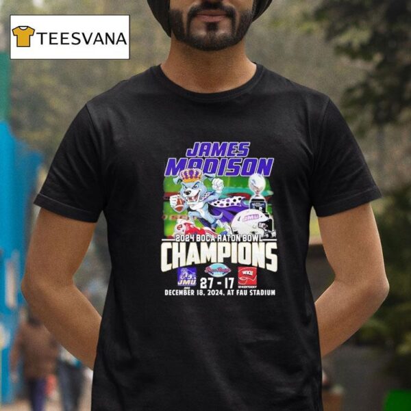 James Madison Dukes Boca Raton Bowl Champions Fan Celebration T Shirt