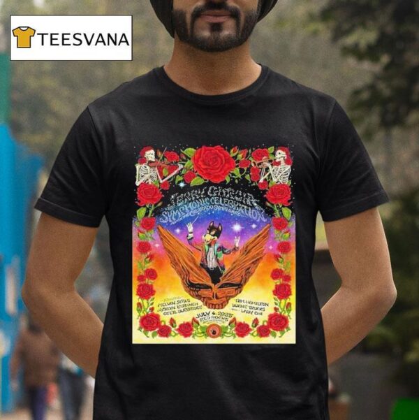 Jerry Garcia Symphonic Celebration July Tour Red Rocks Roses Skeletons T Shirt