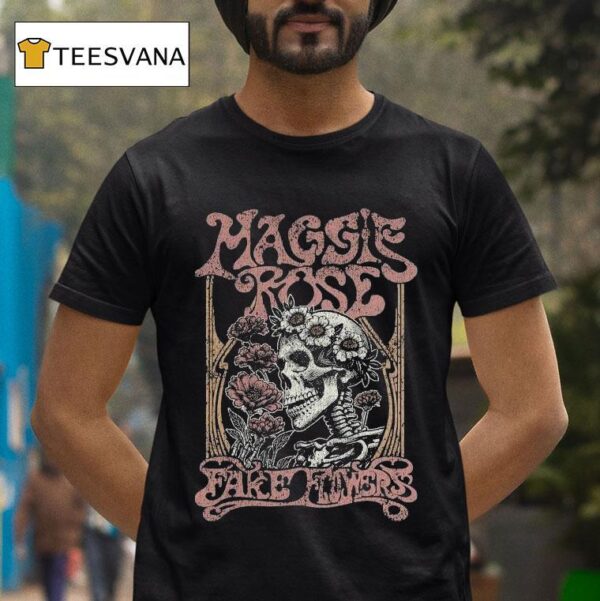 Maggie Rose Fake Flowers Skeleton T Shirt