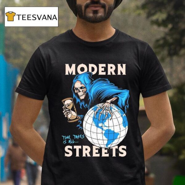 Modern Streets Time Takes Us All Grim Reaper Hourglass Globe T Shirt