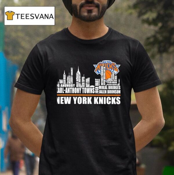 New York Knicks City Skyline All Names Of Legends T Shirt