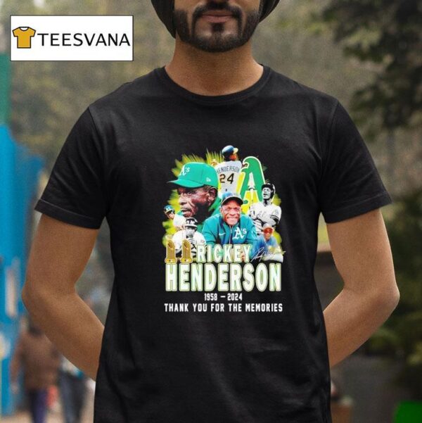 Oakland Athlerics Mlb X Rickey Henderson Thank You For The Memories T Shirt