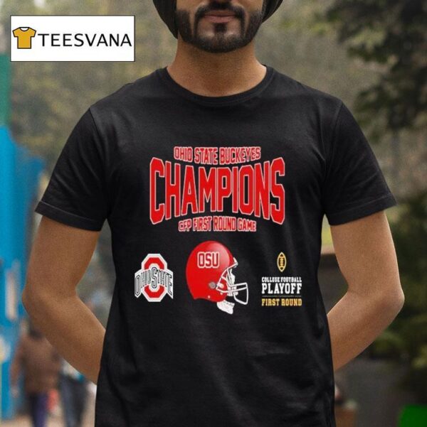 Ohio State Buckeyes University Football College Football Playoff First Round First Round Game Winner Helmet Ncaa Bowl Games T Shirt