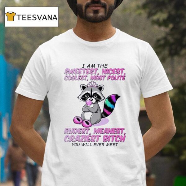 Raccoon I Am The Sweetest Nicest Coolest Most Polite Rudest Meanest Craziest Btch You Will Ever Mee T Shirt