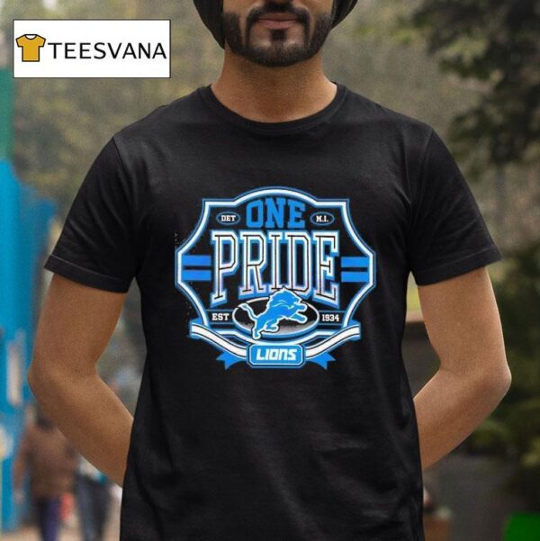 Retro One Pride Detroit Lions Est Logo T Shirt