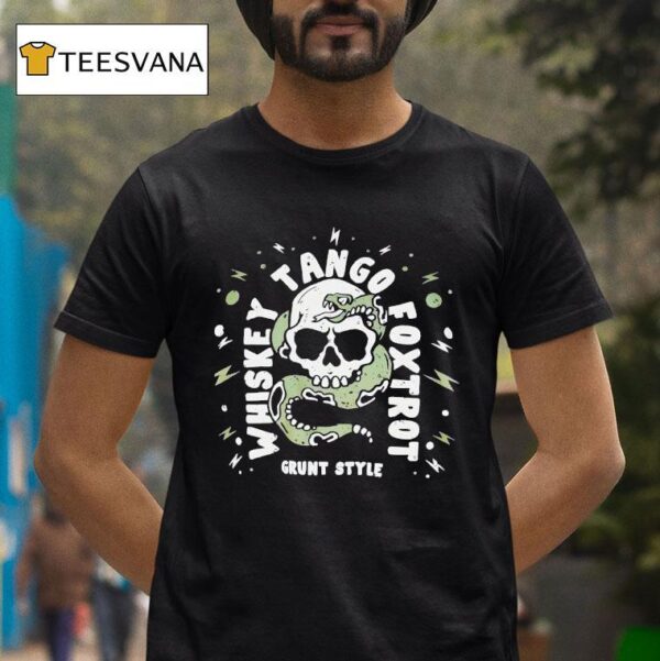 Skull With Snake Whiskey Tango Foxtro T Shirt