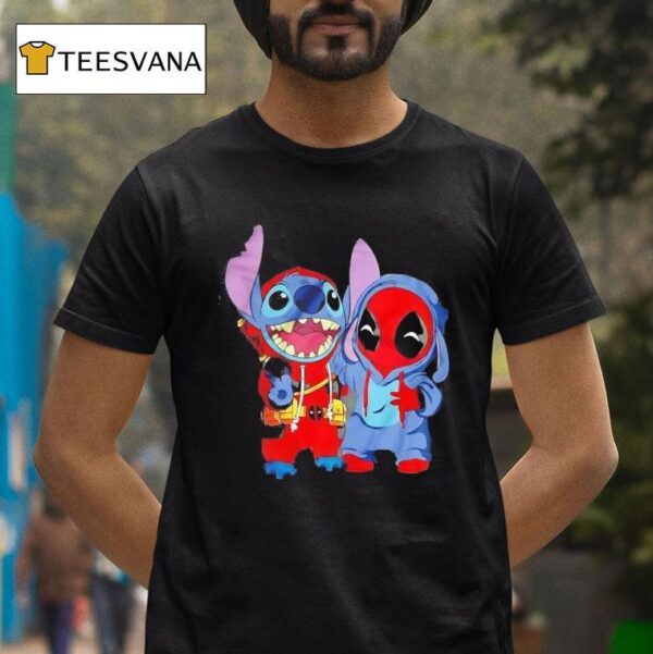 Stitch And Deadpool Cartoon T Shirt
