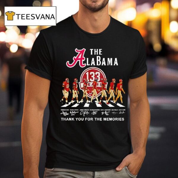 The Alabama Crimson Tide Walking Across Thank You For The Memories Signatures T Shirt