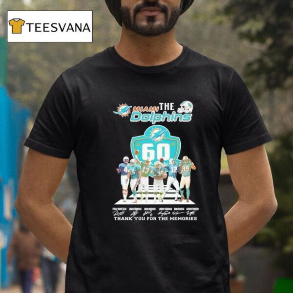 The Miami Dolphins Th Anniversary Thank You For The Memories Signatures T Shirt