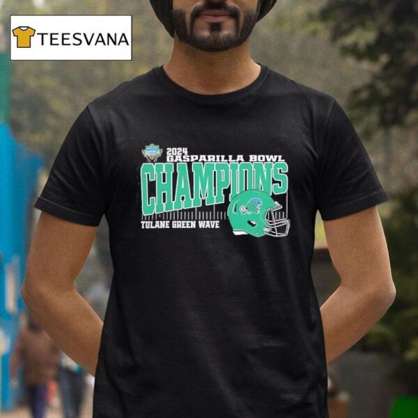 Tulane Green Wave Helmet Gasparilla Bowl Champions T Shirt