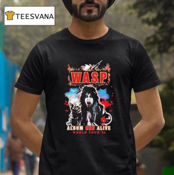 Wasp Album One Alive World Tour Skull Holding Demon Vocalist T Shirt