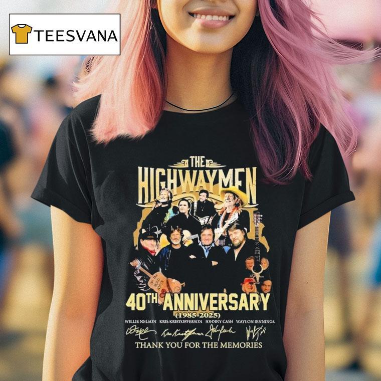 Johnny Cash Willie Nelson Waylon Jennings And Kris Kristofferson The Highwaymen Th Anniversary Thank You For The Memories T Shirt