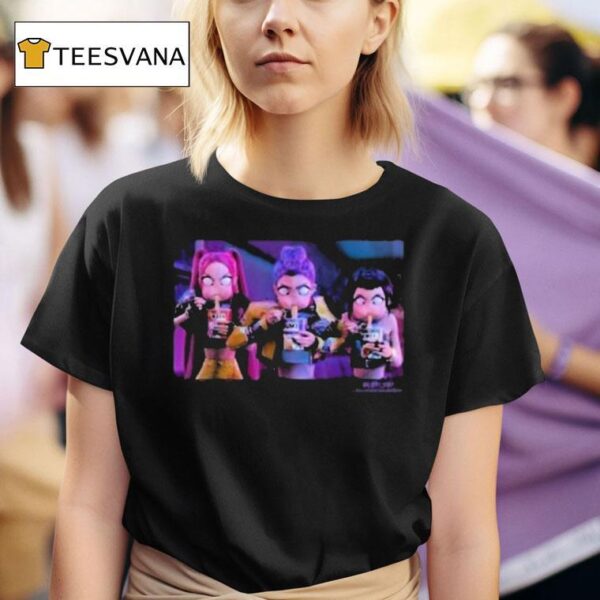 Kpop Demon Hunters Mira Rumi And Zoey Eating Ramen Angrily T Shirt