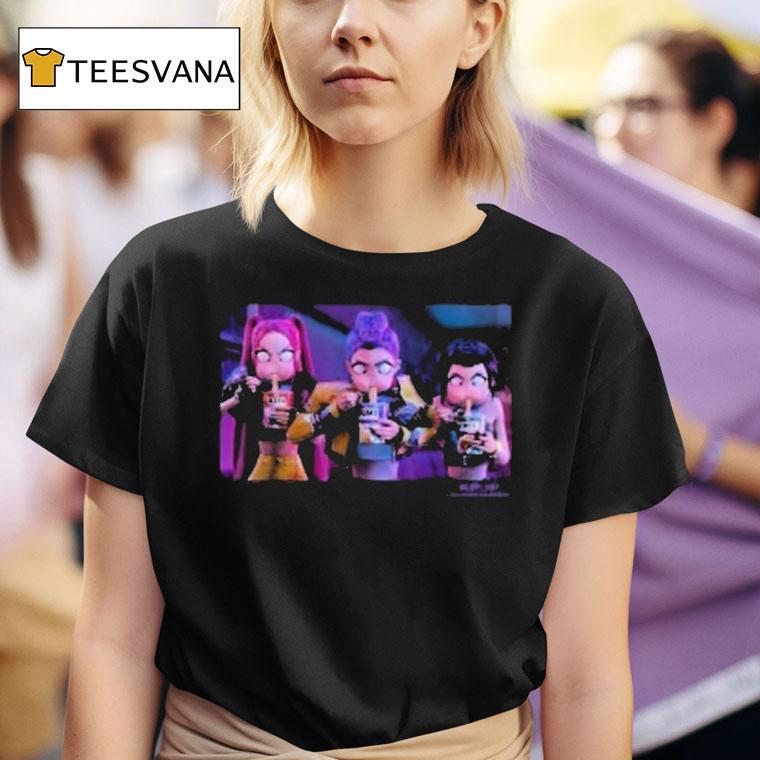 Kpop Demon Hunters Mira Rumi And Zoey Eating Ramen Angrily T Shirt