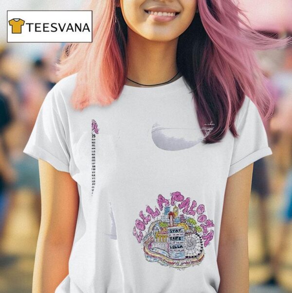 Lollapalooza Stay Safe Lolla Skyline Lineup T Shirt