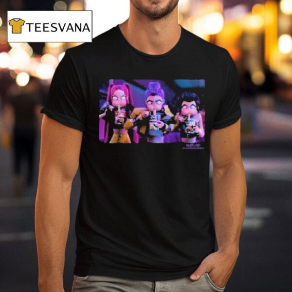 Kpop Demon Hunters Mira Rumi And Zoey Eating Ramen Angrily T Shirt