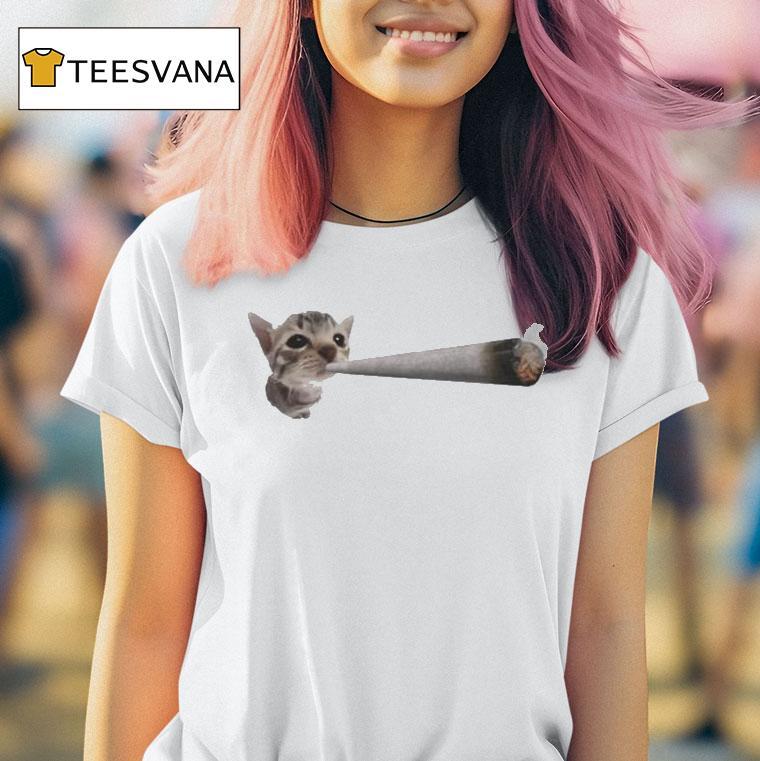  Cat Smoking Joint Ciggarates T Shirt